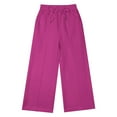 thumbnail image 6 of LIIPEE Girl Boy Casual Pants Solid Color Elastic Waist Drawstring Straight Wide Leg Trousers With Pockets Kids Stylish Picnic Pants,Hot Pink,10-11 Years, 6 of 9