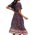 thumbnail image 3 of Skksst Bohemian Women Ethnic Style Ruffle Sleeve Dress, 3 of 5