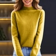 thumbnail image 6 of Knit Sweaters for Women Mock Turtleneck Warm Sweater Long Sleeve Tops Casual Soft Lightweight Shirts Yellow 2XL, 6 of 7