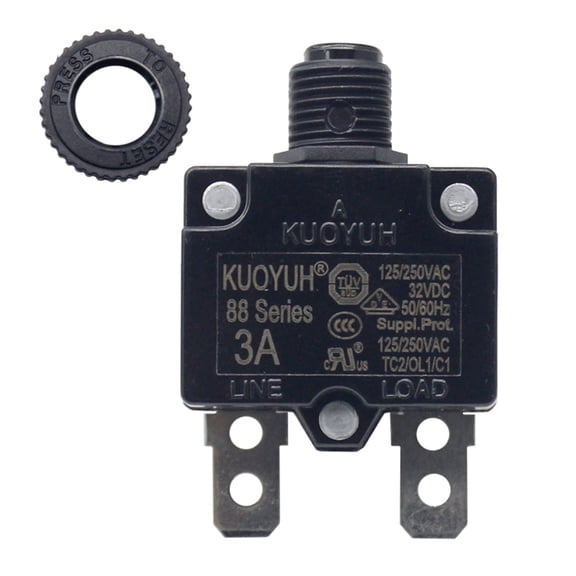 Genuine KUOYUH (3A) 88 Series 32VDC/125/250VAC, Thermal Overload Circuit Breaker (3A)