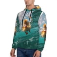 thumbnail image 3 of Wukai Underwater Swimming Duck Print Men Hoodies Fleece Sweatshirts Long Sleeve Sweaters Pullover Fall Outfits Winter Clothes-Small, 3 of 7
