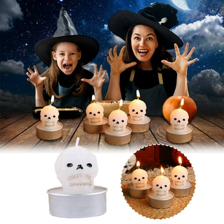 

Gnmfd Halloween Candle Decoration Ghost Festival Party Decoration Funny Skeleton Small Candle Photo Props Candle 3pc White