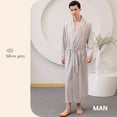 thumbnail image 4 of Mens Lightweight Robe Kimono Bathrobe Spa Sleepwear Soft Knee Length Robe With Pockets, 4 of 4