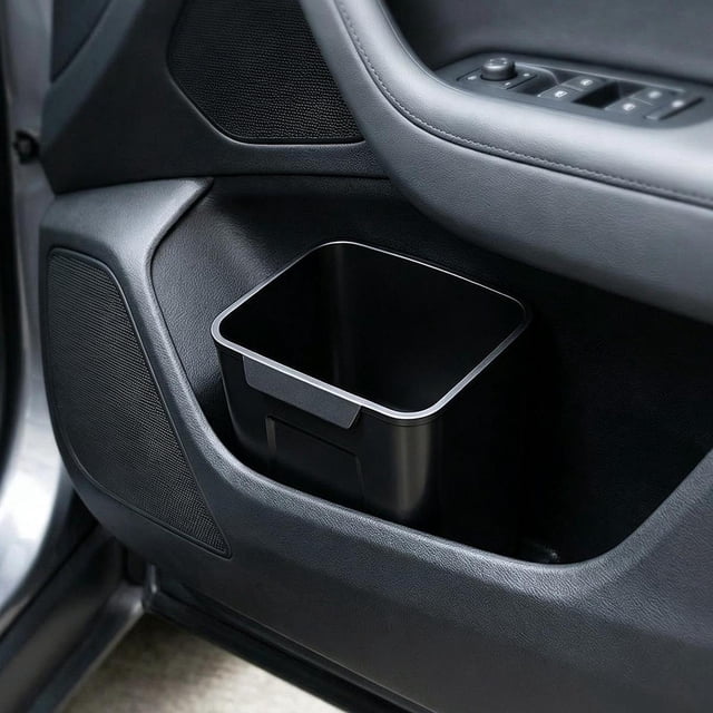 twisto Mini Silicone Car Trash Can Garbage Container Stylish Versatile Accessories Small Compact Auto Interior Organizer Storage Box Black
