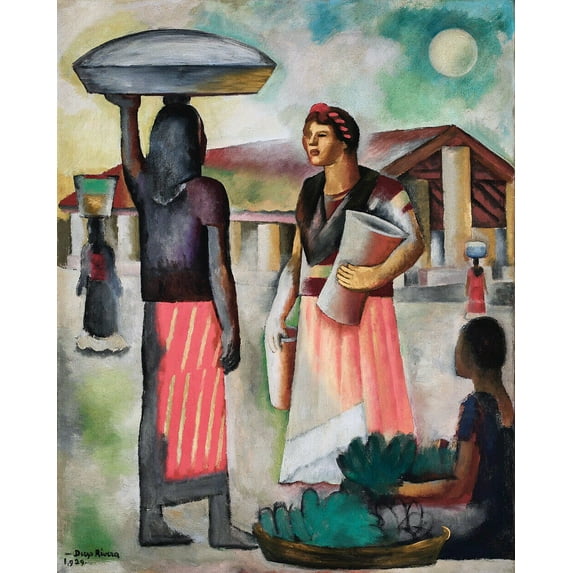 Luna Sobre El Mercado by Diego Rivera - CANVAS OR PRINT WALL ART