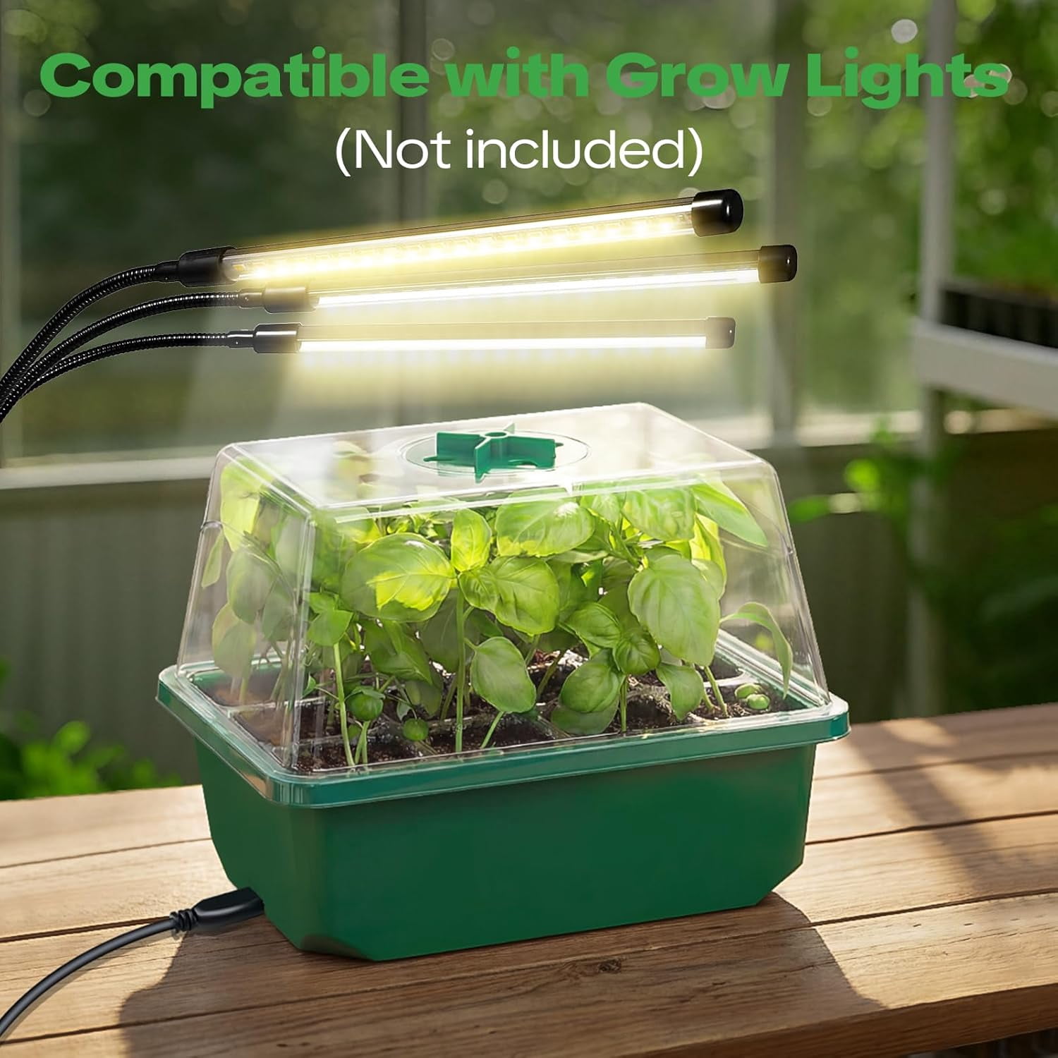 4 Pack Seed Starter Tray with Self-Heating, Seed Starter Kit with High Humidity Control Domes, Seedling Starter Trays for Indoor Gardening Plant, Green