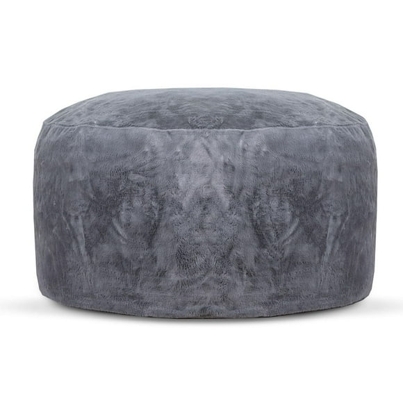 Gouchee Home Simcoe Faux Rabbit Fur Foam Bean Bag Chair – Large 4ft Charcoal Lounger with Pre-Cut Foam Filling, Soft Washable Cover, and Durable Inner Liner – Cozy Seating for Dorm or Living Room