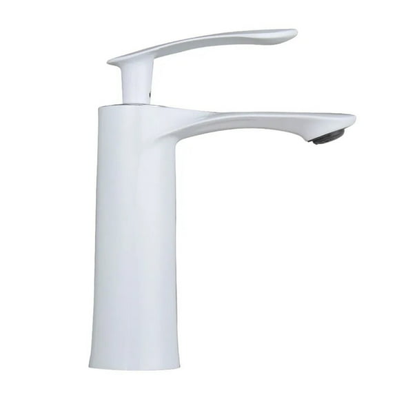 Bathroom Faucets White Maple Leaf Brass Basin Mixing Faucet, Cold Hot Water Waterfall Tap Deck Mounted Sink Mixer Taps