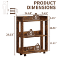 thumbnail image 3 of ALISENED 3 Tier Bookshelf and Bookcase with Wheels, Wood Small Nightstand, End Table Storage Rack, 3 of 12