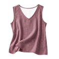 thumbnail image 4 of Holzkary Striped Linen Tank Tops for Women 2026 Casual Sleeveless Loose Fit Vest V Neck Gauze Shirt Lightweight Summer Blouse Comfy Gauze Camisoles Gingham Tank Tops Lounge Wear Basic Shirt Wine S, 4 of 4