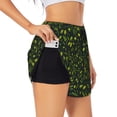 thumbnail image 3 of Lsque Green Branch Olive Printed Women's Running Shorts with Liner Pockets,Elastic Quick Dry Workout Athletic Gym Yoga Shorts,Womens High Waist Shorts-Large, 3 of 9