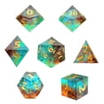 thumbnail image 2 of Juego de dados de resina con bordes afilados para D&D con caja y bolsa de metal, color verde y marrón, 2 of 8