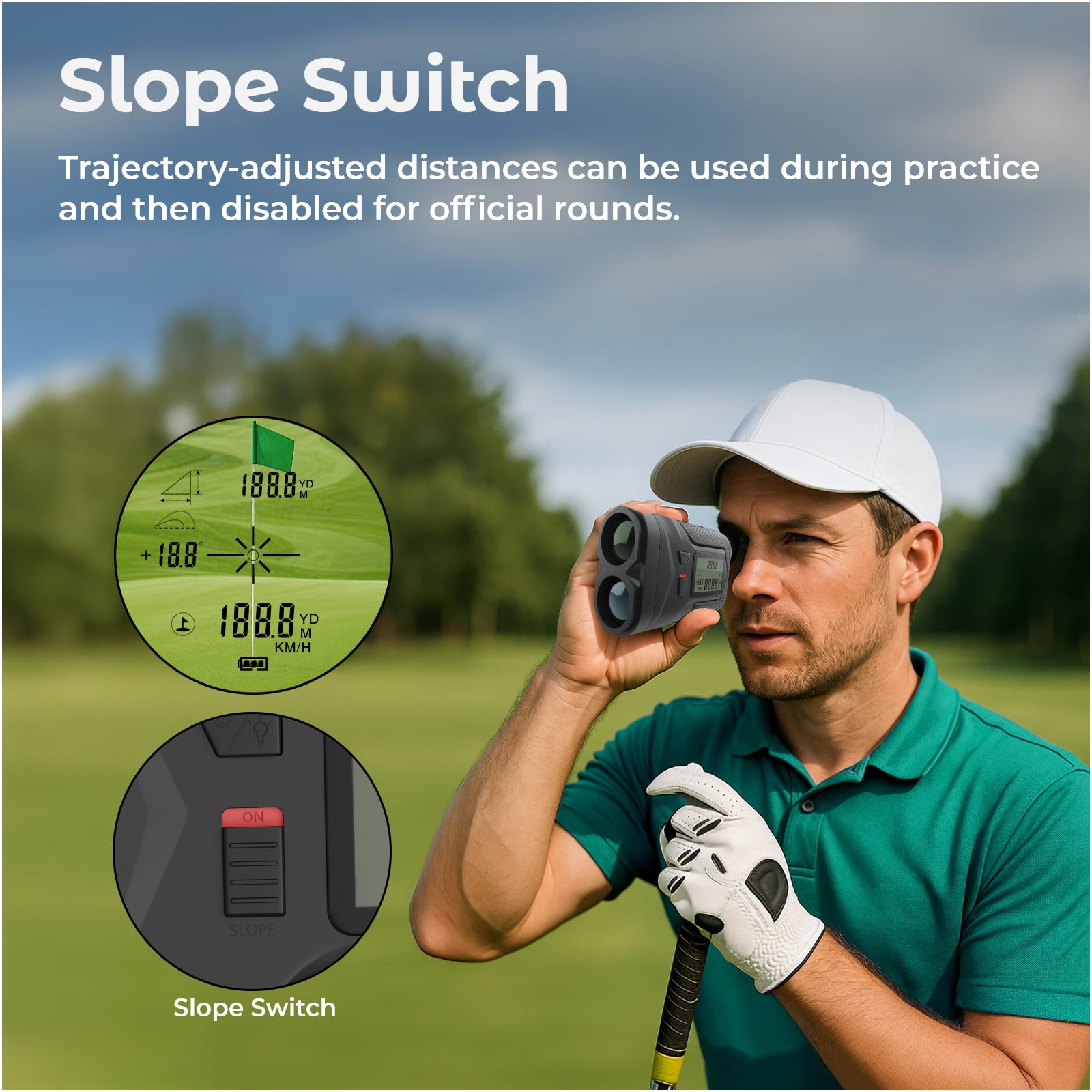 MMOBIEL Golf Rangefinder 1300 Yards Laser Slope Function Flag Lock 6X Magnification Rechargeable with Side Display