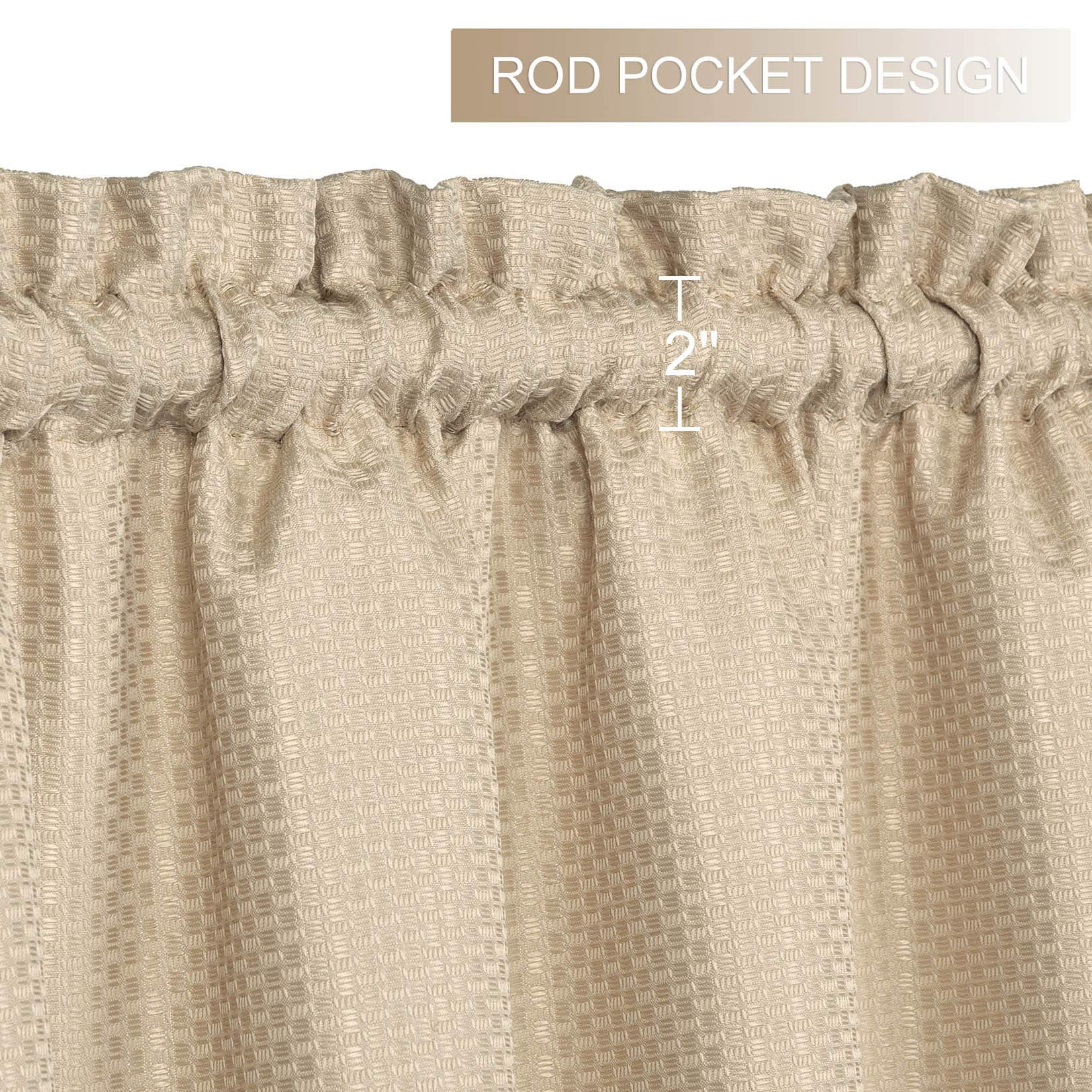 34" Wide Textured Cafe Curtains - Light Filtering Rod Pocket Style, Set Of 2 Panels