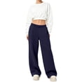 thumbnail image 4 of Evdexr Wide Leg Sweatpants Womens with Pockets Elastic Waist Baggy Trousers Fall Winter Palazzo Casual Pants Lightweight High Waisted Solid Color Joggers L, 4 of 6