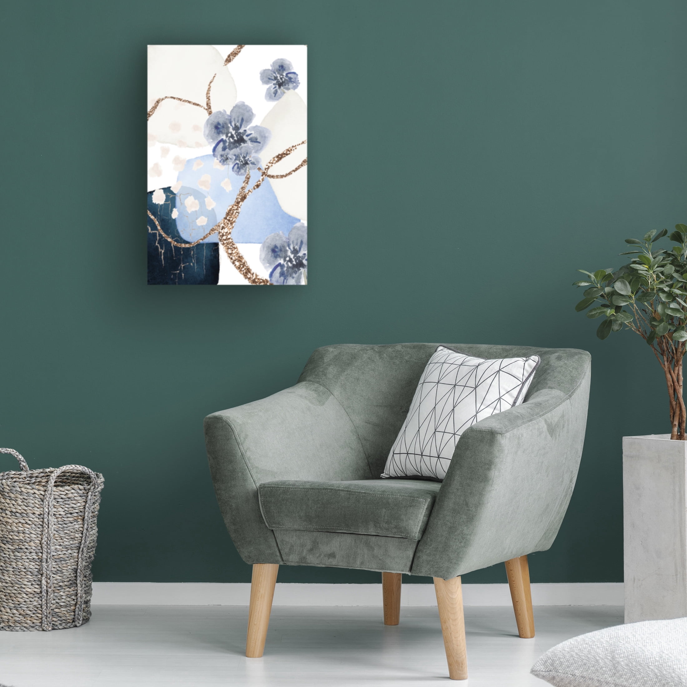 Trademark Fine Art Sally Ann Moss Floral Blue 3 Canvas Wall Art