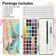 50Pcs Assorted Watercolor Paints Set, TSV Travel Watercolor Kit with Water Brushes & Mixing Palette