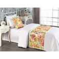 thumbnail image 2 of Floral Design Bed Runner Set, Asian Feels Watercolor Silhouettes of Flowers Dreamy Composition Print, Decorative Bedding Scarf & a Pillow Sham for Hotels Homes, Twin, Apple Green Coral, by Ambesonne, 2 of 3