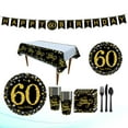 thumbnail image 5 of NUOLUX 114pcs Disposable Tableware Set with Paper Cups Plates Napkins Banner Party Supplies for 60th Birthday Celebration, 5 of 6