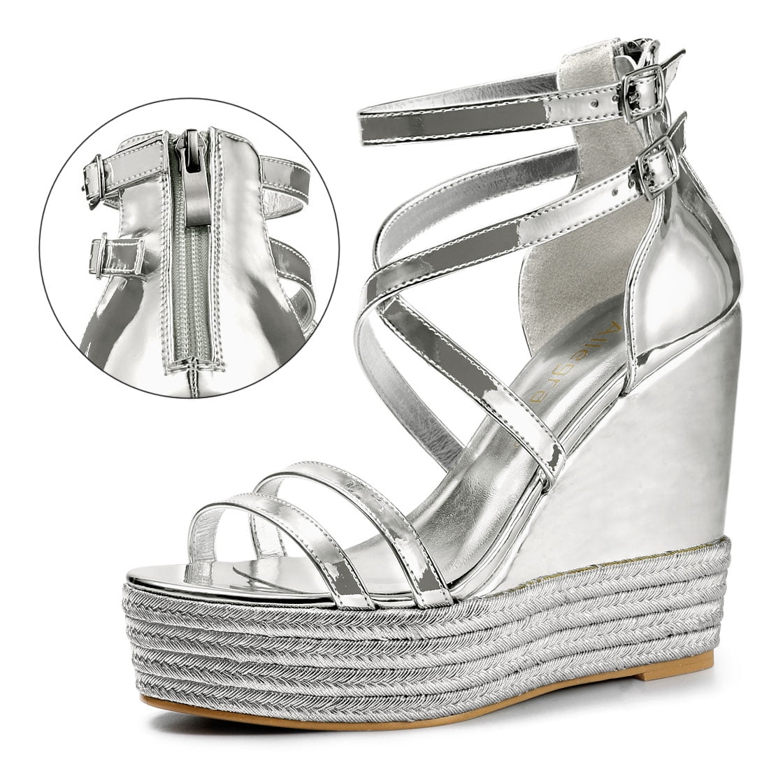 silver platform wedges