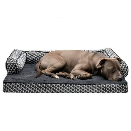 UPC: 0842229105148 | FurHaven Pet Products Plush & Decor Orthopedic Comfy Couch Pet Bed for Dogs & Cats – Diamond Gray Large