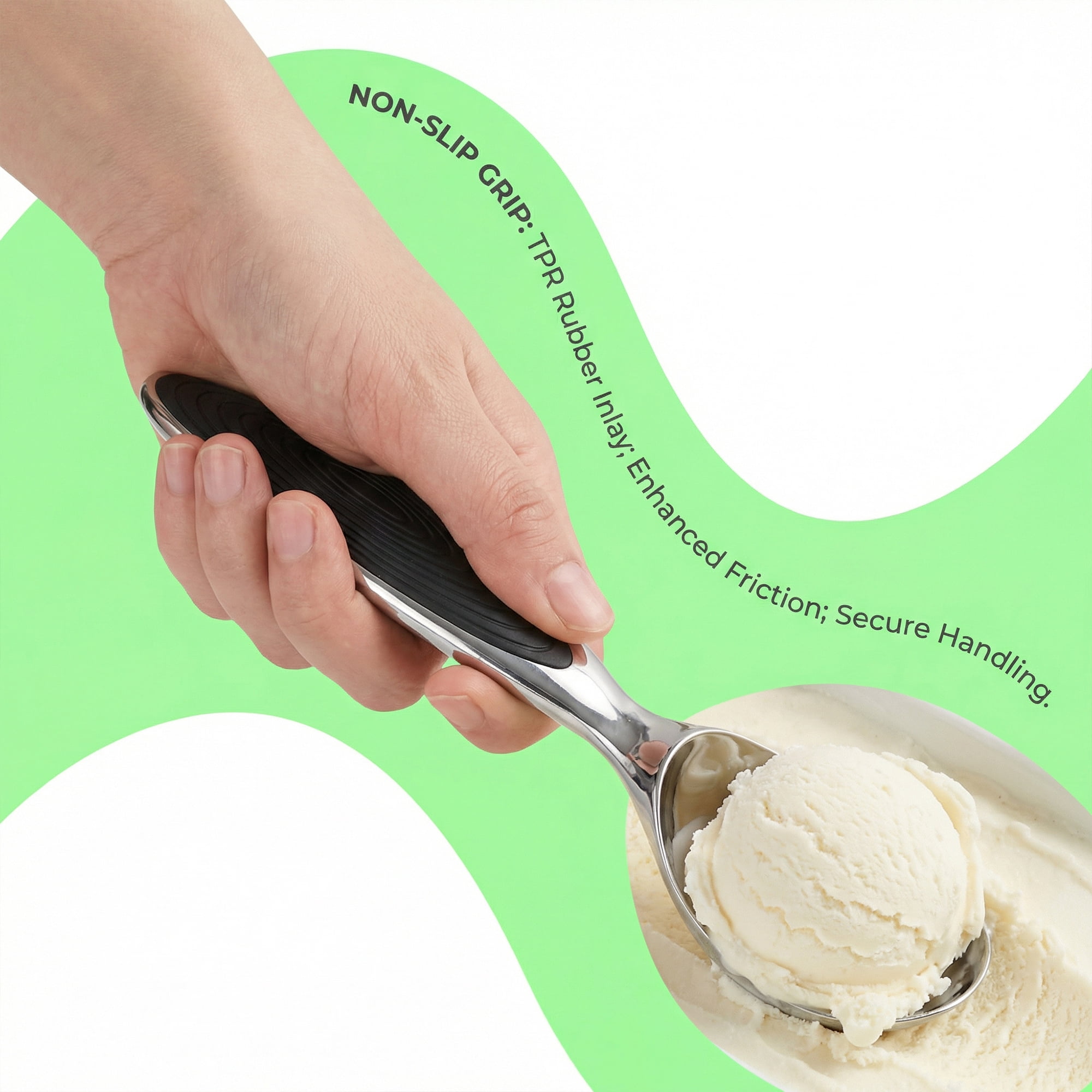 Unique Bargains Ice Cream Scoop 1 Pcs Zinc Ice Cream Scooper Black B 6.9in