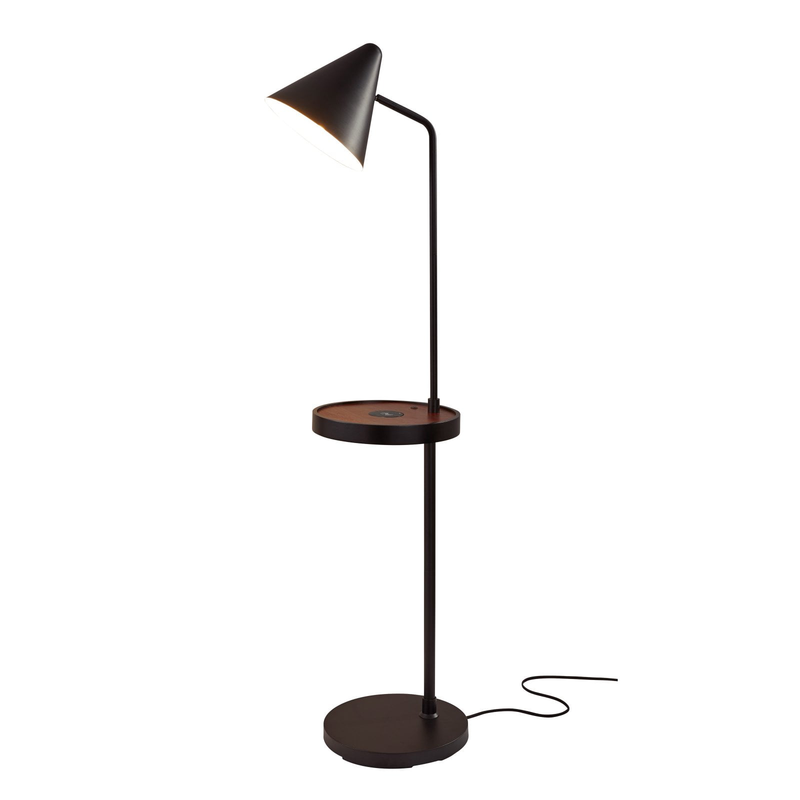 Adesso Oliver Charging Shelf Floor Lamp with Metal Shade