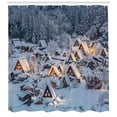 thumbnail image 3 of Ambesonne Winter Shower Curtain, Shirakawago Village, 69"Wx84"L, White Brown Black, 3 of 3