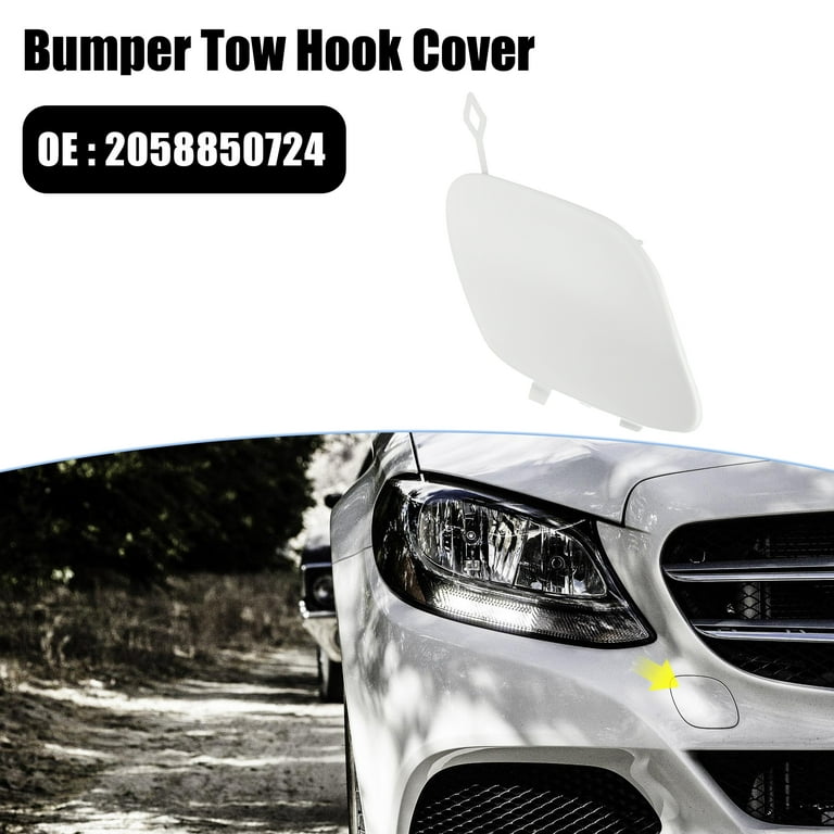 Unique Bargains Car Front Bumper Tow Hook Cap 2058850724 for Mercedes Benz  Eye Lid Cap White