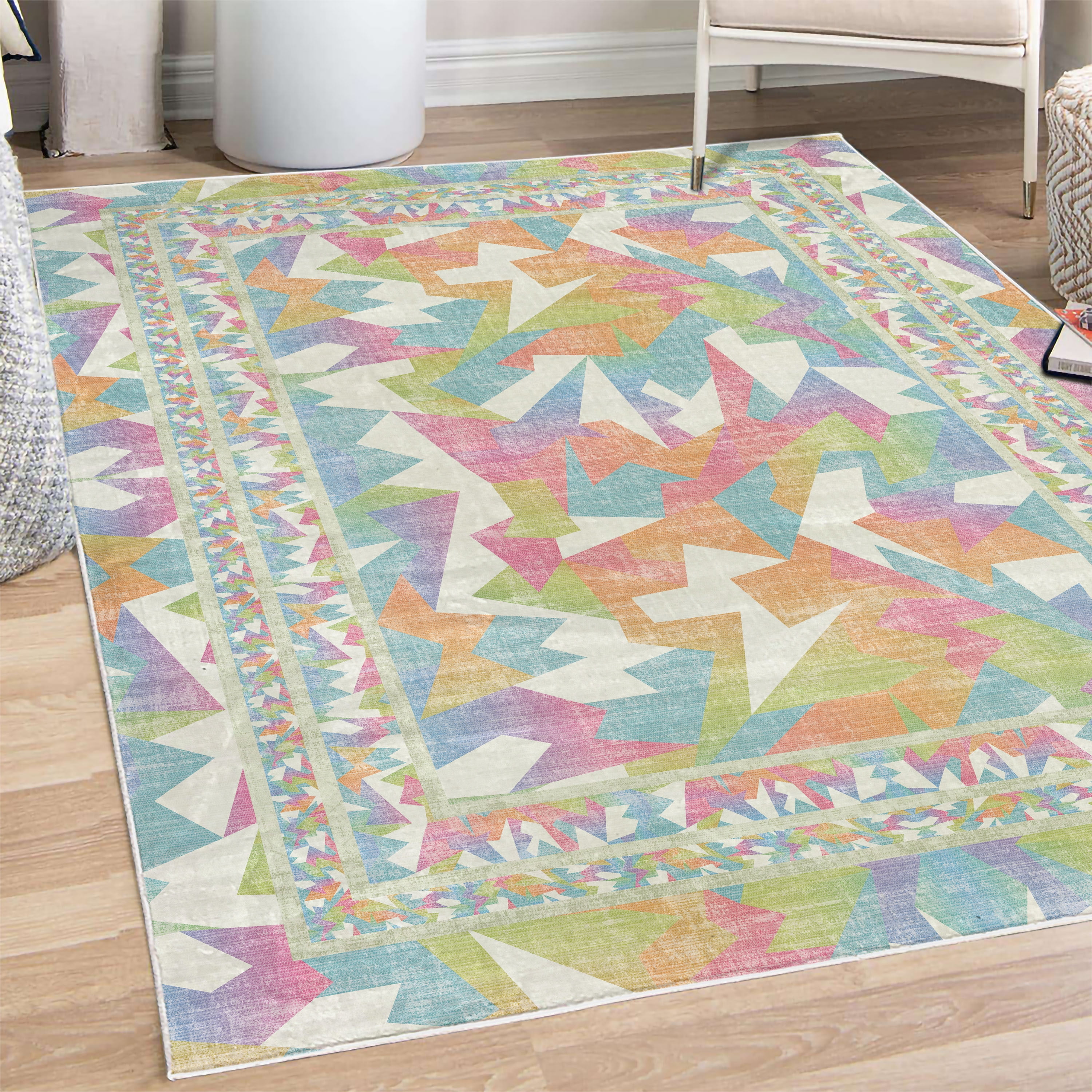 Colorful Decorative Rug, Modern Themed Pattern of Abstract Forms ...