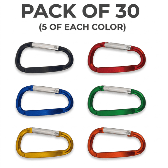 ROSEXIXI Carabiner Clip 30Pcs Aluminum D Ring Heavy Duty Small Size Key Clip And Aluminum Carabiner Lightweight D Clips Hooks For Backpacks For Outdoor Camping Hiking Traveling