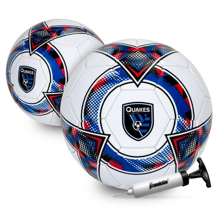 Franklin Sports MLS San Jose Earthquakes Soccer Ball - Official Size 5 Soccer Ball - Regulation Size + Weight Soccer Ball for Kids + Adults - Boys + Girls Soccer Ball - Air Pump Included