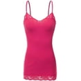 thumbnail image 4 of Bozzolo Women Junior & Plus Adjustable Spaghetti Strap Lace Trim Tunic Tank Top Camisoles, 4 of 5