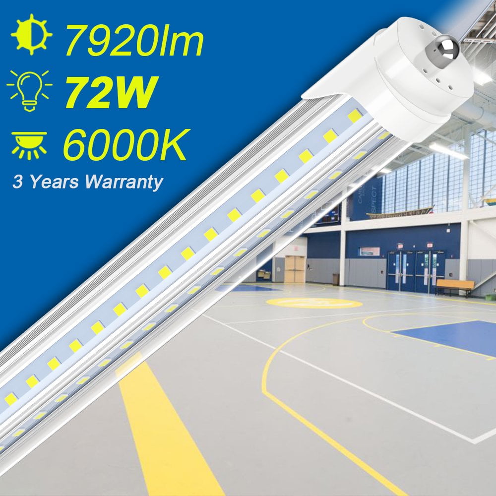 Buy T8 8ft LED Tube Light Bulbs, Single Pin Fa8 Base, V Shape 72W 6000K
