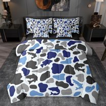 Feelyou Hunting Bass Fish Comforter Set 7pcs, Polkadots Camouflage Full Bedding Set