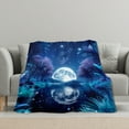 thumbnail image 3 of Night Scene Trees Reflection Starry Sky Cozy Flannel Blanket For Sofa Bed Travel Camping Living Room Office Chair Soft Warm Comfortable Polyester Gift For Family Or Friends, 3 of 10