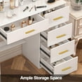 thumbnail image 5 of Teousev White Dressing Table Makeup Vanity with LED Lighted Mirror, Dimmable Lights & 5 Drawers, 5 of 8