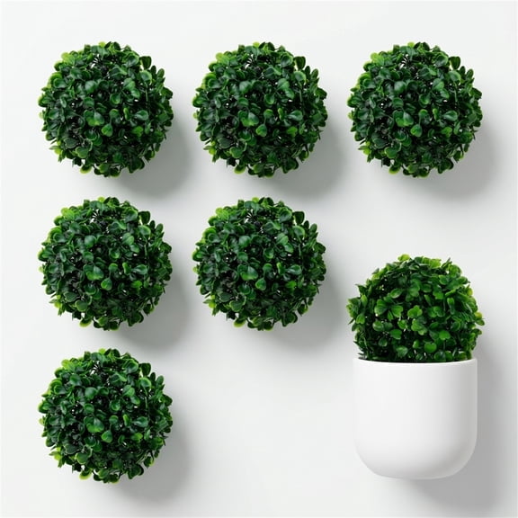 NOGIS 6 Pcs 12cm (4.7″) Artificial Grass Topiary Balls, Green Fake Plant Spheres for DIY Garden Decor, Wedding Centerpieces, Table & Planter Arrangements