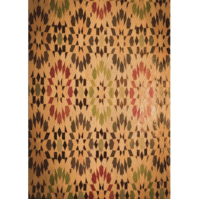 Ahgly Tapis Rectangulaire Lavable en Machine Intérieur Transitionnel Brun Selle, 5 Pieds x 7 Pieds