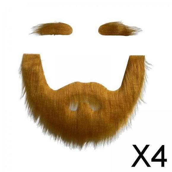 BELOVING 4xFalse Eyebrow and Beard Set Costume Mustache for Performance Cosplay Festive Yellow Brown