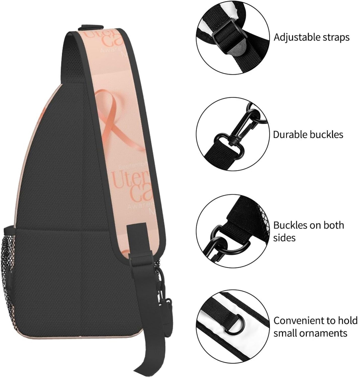 Uterine Cancer Awareness Month Sling Bag Crossbody Hiking Travel Chest Bags Backpack Shoulder Daypack for Women Men