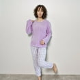 thumbnail image 2 of DHFJKG Womens Pajamas Set Flannel Winter Sleepwear Long Sleeve Loose Fit Top Elastic Waist Ankle-Tied Plaid Pants 2 Piece Loungewear Fuzzy Classic Nightwear, 2 of 9