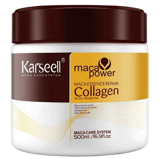 Karseell Tratamiento Capilar de Colágeno Reparación Profunda Acondicionador Aceite de Argán Esencia de Mascarilla Capilar de Colágeno para Cabello Seco y Dañado Todo Tipo de Cabello 16.90 oz 500ml