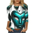thumbnail image 2 of Mceream Mardi Gras Shirts for Women 2026 Carnival Tunic Tops Funny Mask Print Color Block Carnival Tops Casual 3/4 Sleeve Crew Neck Loose Fit Blouses Outfits Light Blue XXXXXL, 2 of 5