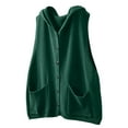 thumbnail image 2 of FAOWME Women's Hooded Knit Vest With Pockets Sleeveless Solid Color Open Front Buttons Fashion Comfortable Sweater For Fall Winter Daily Wear Green Xxxl, 2 of 5