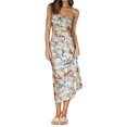 thumbnail image 1 of hirigin Women's Summer Dress Cut Out Waist Sleeveless Floral Print Thin Spaghetti Strap Square Neck Long One Piece Skirt, 1 of 5