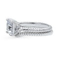 thumbnail image 3 of BERRICLE Sterling Silver 3-Stone Wedding Engagement Rings 2 Carat Princess Cut Cubic Zirconia CZ Woven Ring Set for Women, Rhodium Plated Size 4.5, 3 of 13