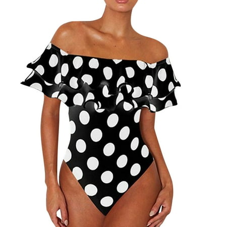 Entyinea Women s One Piece Swimsuits Tummy Control Swimwear Strapless One Piece Swimsuit Bathing Suits Bandeau Tube Top Bikini Black L
