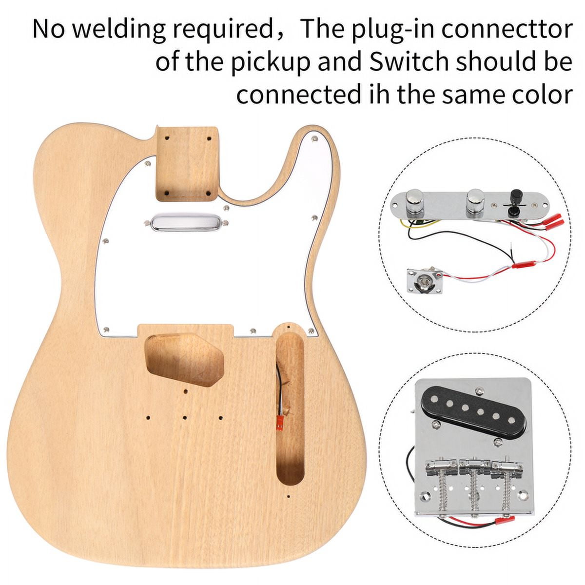 DIY 6 String TL Style Guitar Kits with Mahogany Body, Maple Neck and Accessories