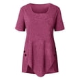 thumbnail image 3 of Askfv Tunic Tops for Womens Casual Square Neck Button Tops Short Sleeve Tunic Shirts Blouses Tops, 3 of 5